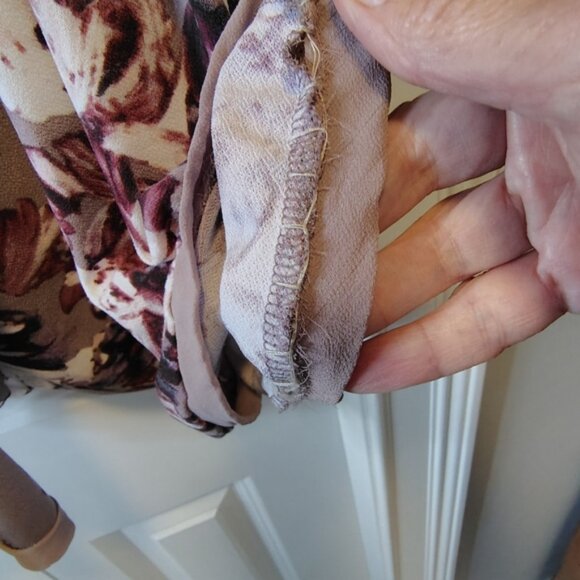 Vera Wang Floral Long Sleeved Wrap Dress - Mauve, Taupe - Picture 6 of 9